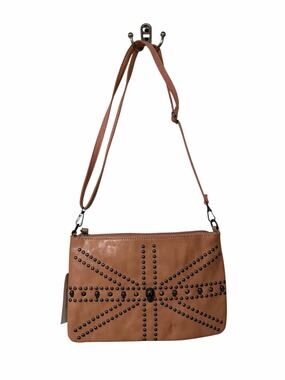 David Jones Pink Peach Studded Skull Crossbody Bag Adjustable Strap NWT